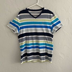 American Eagle Outfitters Men's Striped T-Shirt - Blue, Green, Gray